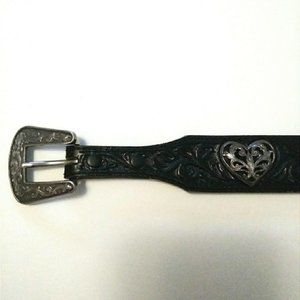 Justin Boots Boho Slvr Heart Western Leather Belt